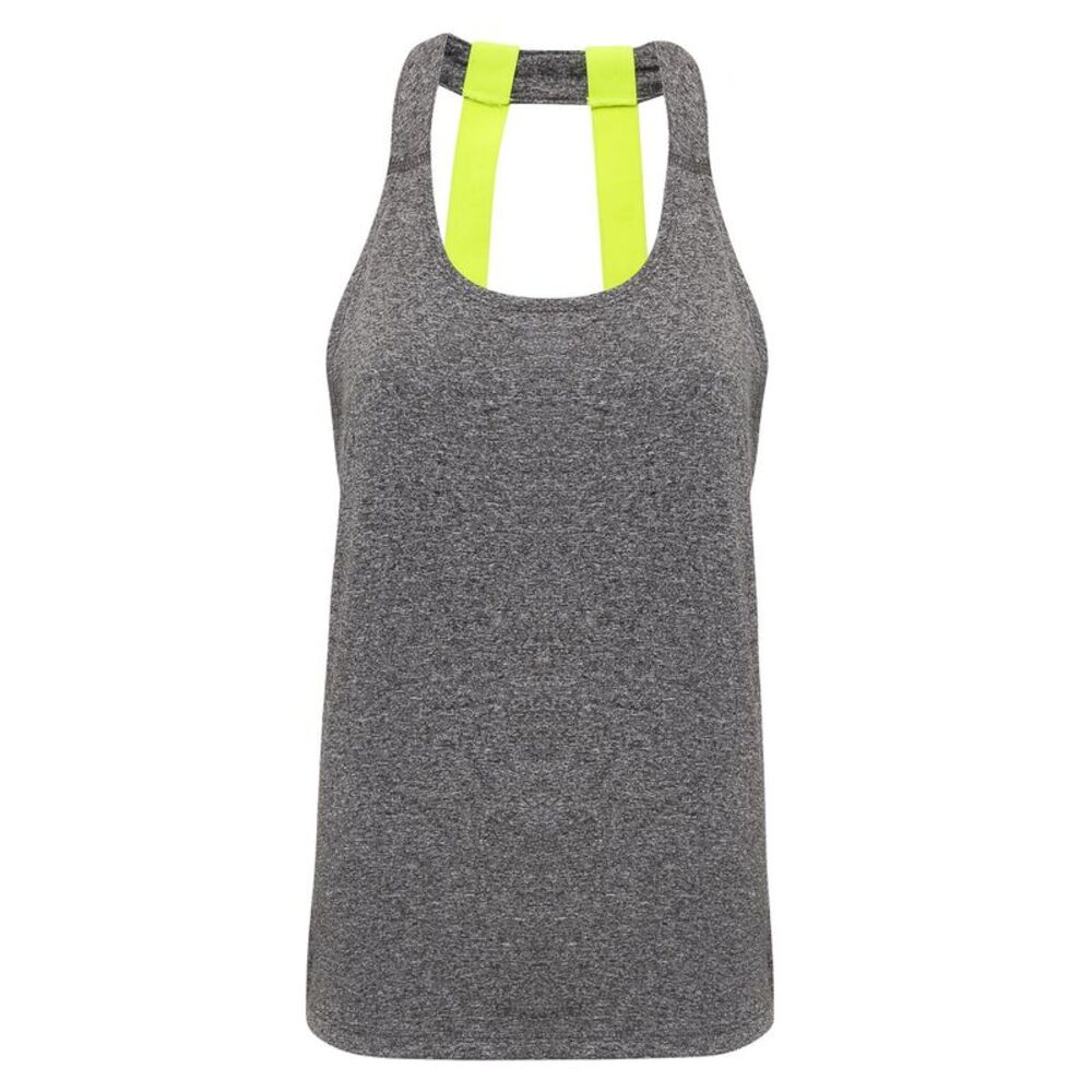 Tri Dri Womens/Ladies Double Strap Back Vest / Black Melange